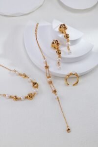 Artisan S925 Sterling Silver Necklace – 18K Gold Plated Textured Pendant with Pearl Accents - Image 6