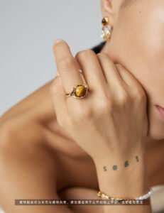 Artisan S925 Sterling Silver Ring – Textured Tiger's Eye Statement Piece (Size 10-15 Adjustable) - Image 2