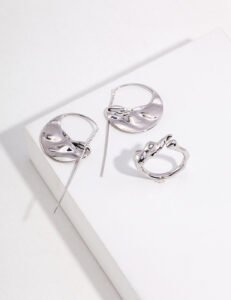 Lunar Phase S925 Silver Earrings – Textured Moon Drop with High-Shine Finish - Image 4