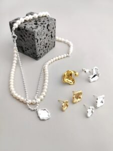 Mirror Lake S925 Sterling Silver Double Layer Necklace – Pearl & Beaded Chain with Lake Pendant - Image 6