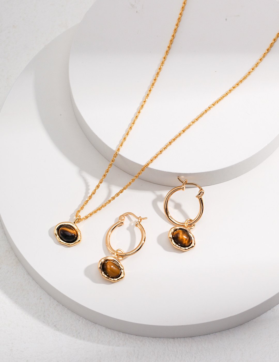 Bohemian S925 Sterling Silver Necklace – Tiger's Eye Pendant with Textured Gold Border & 40+6cm Chain - Image 8