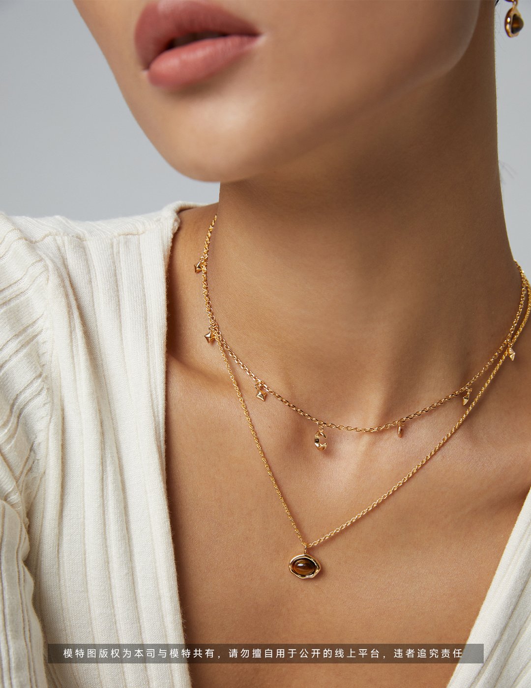 Bohemian S925 Sterling Silver Necklace – Tiger's Eye Pendant with Textured Gold Border & 40+6cm Chain - Image 4