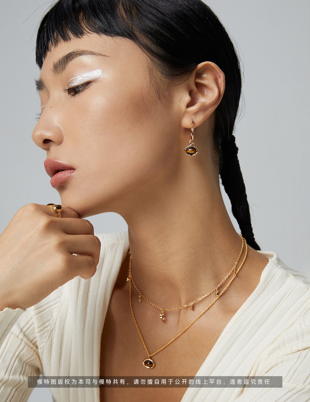 Bohemian S925 Sterling Silver Necklace – Tiger's Eye Pendant with Textured Gold Border & 40+6cm Chain - Image 7