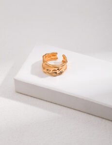 Artisan S925 Silver Wide Band Ring – Lava-Textured Adjustable Statement Piece - Image 3