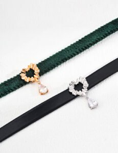 Modular S925 Silver Necklace – Velvet/PU Leather Chain with Interchangeable Crystal Pendant - Image 4