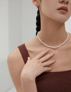 S925 Sterling Silver Pearl Necklace | Gold Bead Accent | Adjustable 35cm+5.5cm Chain - Image 5