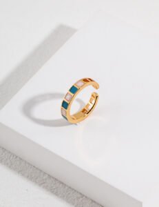Morandi Color Enamel Square Ring | S925 Sterling Silver Adjustable Art Jewelry - Image 2