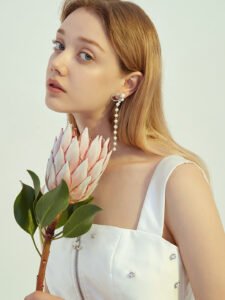 S925 Sterling Silver Pearl Drop Ear Threads | Elegant 10cm Dangling Earrings - Image 2