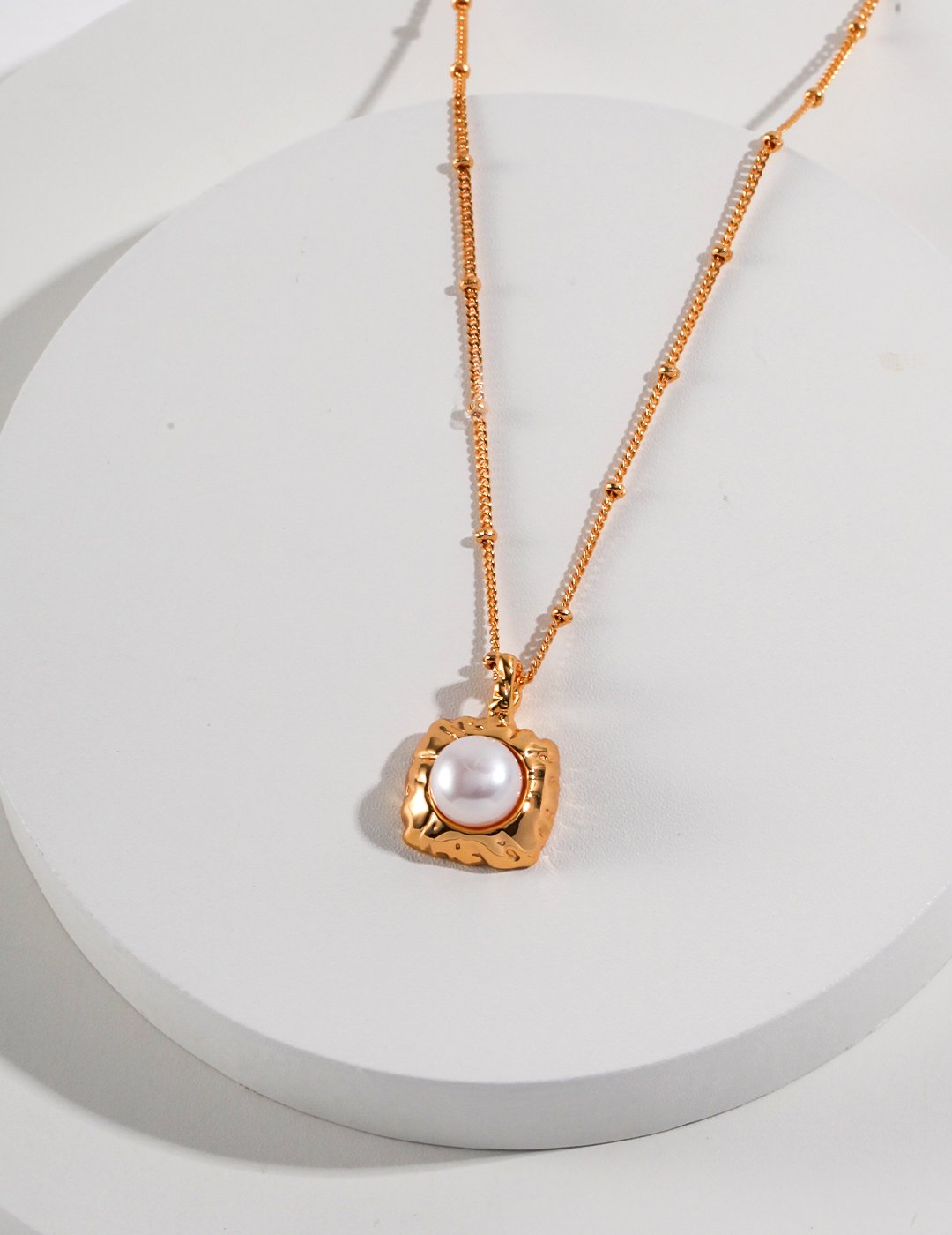 Lost-Wax Cast Pearl Pendant | Gold-Plated Artisan Necklace