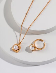 Lost-Wax Cast Pearl Pendant | Gold-Plated Artisan Necklace - Image 5