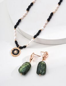 S925 Sterling Silver Pearl & Onyx Necklace | Black Enamel Flower Pendant with Zircon - Image 6