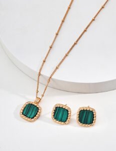 Square Malachite Earrings | S925 Silver & Zirconia Minimalist Jewelry - Image 5