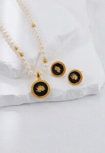Vintage Enamel Rose Earrings | S925 Sterling Silver with Black Enamel & Gold Detailing - Image 2