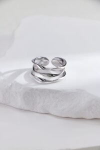 S925 Sterling Silver Trio Ring Set | Asymmetric Stackable Rings | Modern Art Jewelry - Image 3