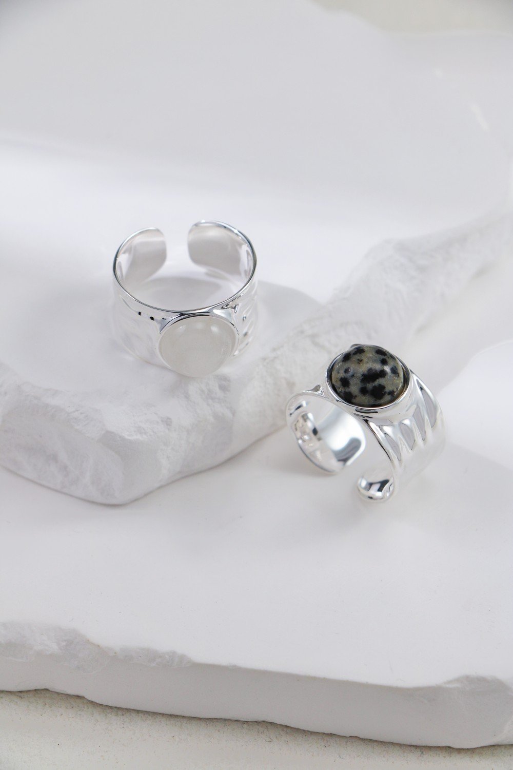 Sterling Silver Rock Crystal Ring Minimalist Design