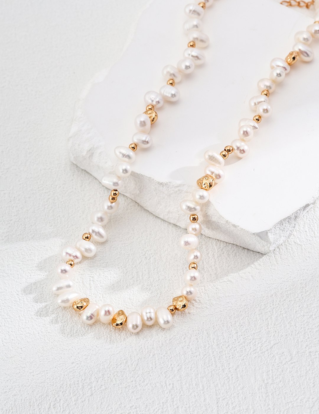 Baroque Pearl Floral Necklace with Gold Accents