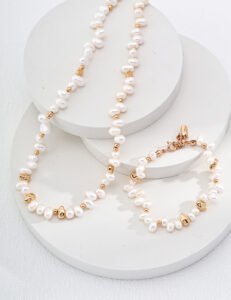 Baroque Pearl Floral Necklace | S925 Sterling Silver with Gold Accents - Image 4