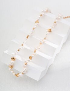 Baroque Pearl Floral Necklace | S925 Sterling Silver with Gold Accents - Image 3