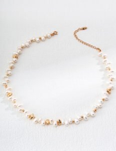 Baroque Pearl Floral Necklace | S925 Sterling Silver with Gold Accents - Image 2