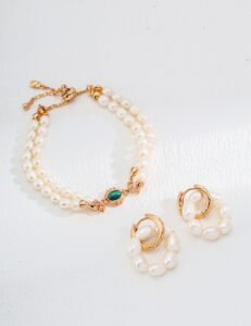 Double Pearl & Malachite Bracelet | S925 Silver Regal Jewelry - Image 3