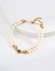 Double Pearl & Malachite Bracelet | S925 Silver Regal Jewelry - Image 4