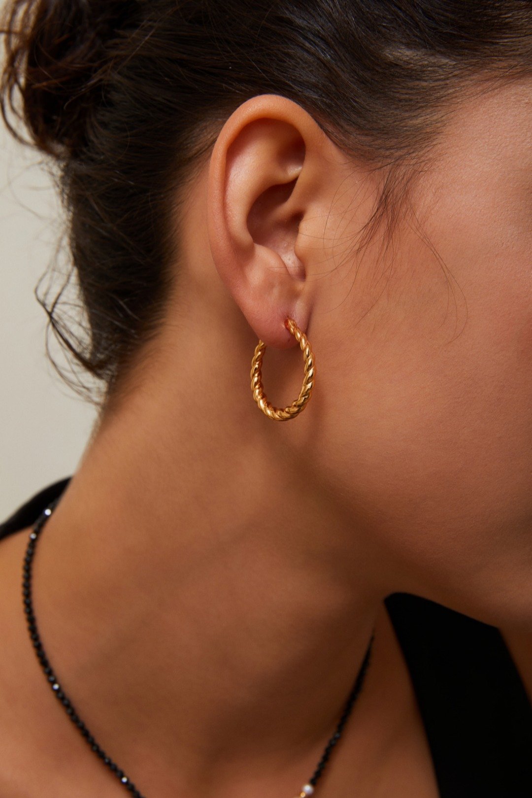 S925 silver gold twist hoop earrings vintage textured design for women