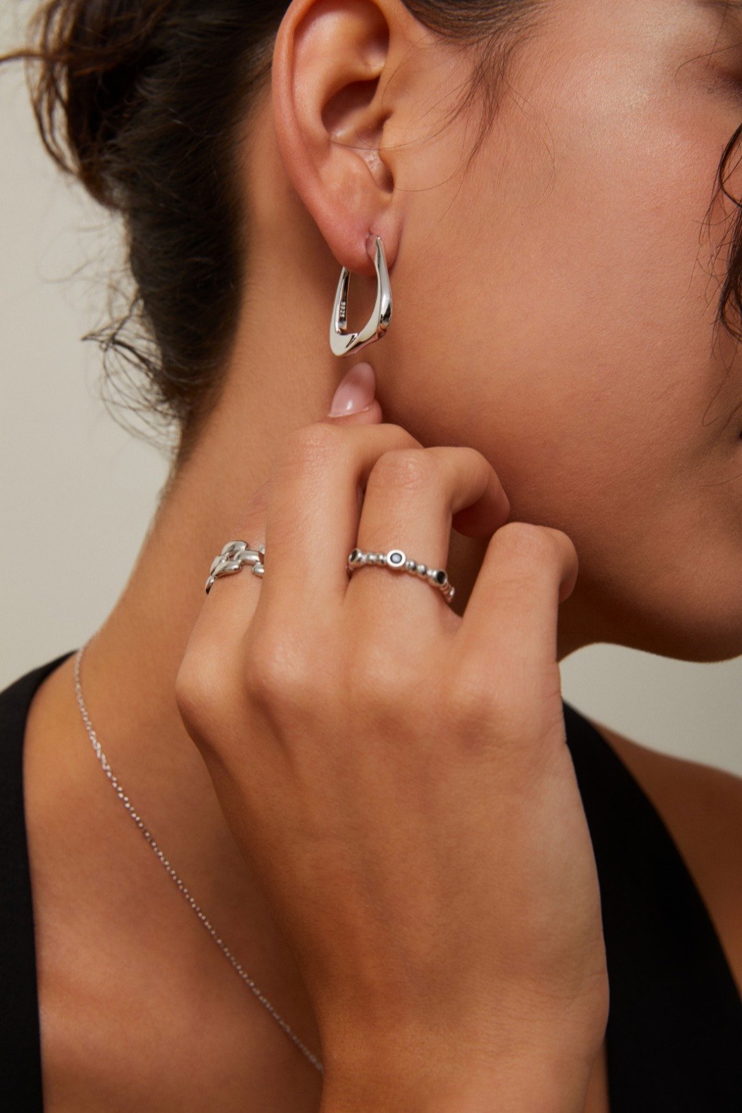 S925 silver French geometric irregular hoop earrings, gold and silver modern design earrings for women