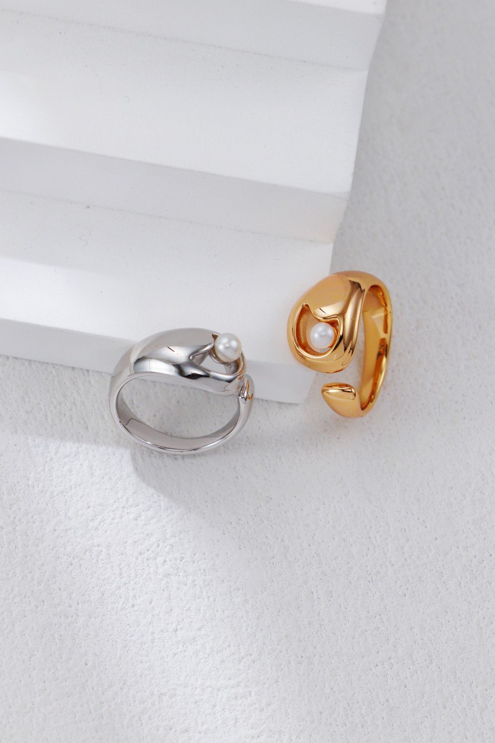 S925 Silver Modern Pearl Ring | Minimalist Open Band Style - Image 10