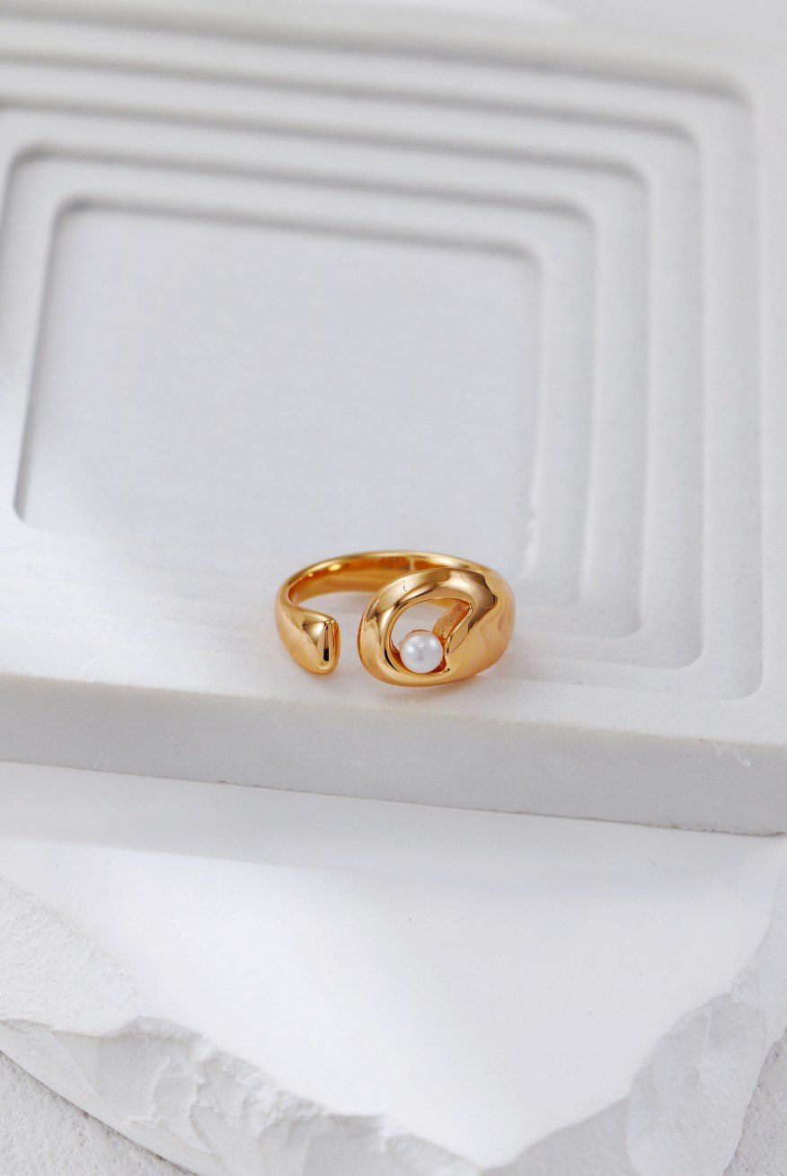 S925 Silver Modern Pearl Ring | Minimalist Open Band Style - Image 6