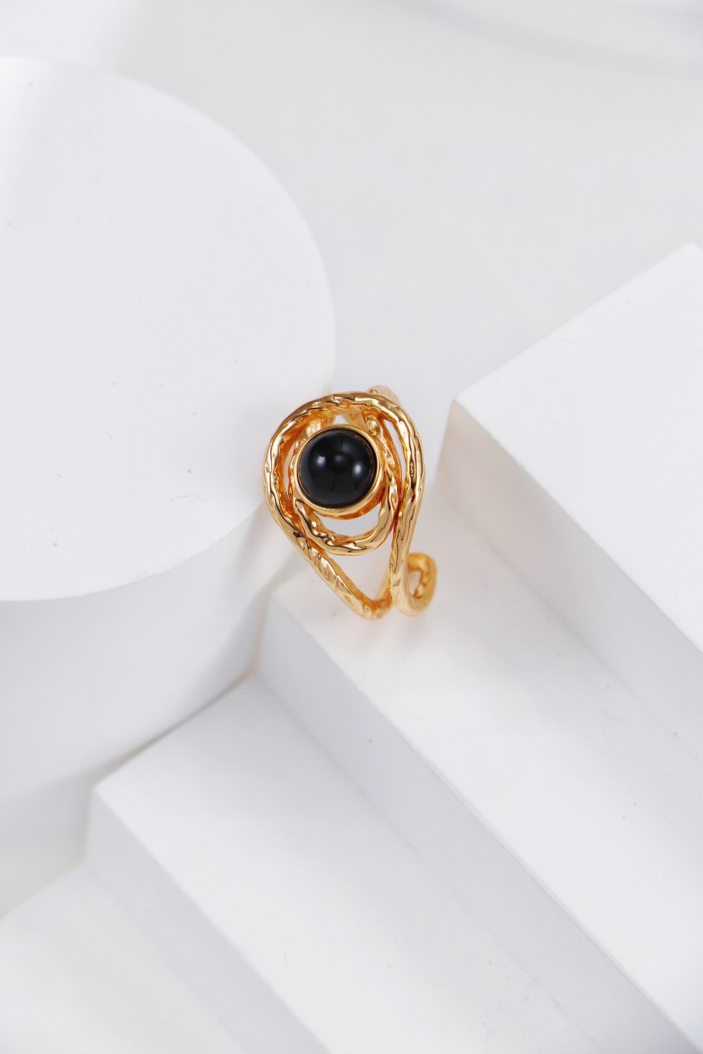 Bold Elegance at Your Fingertips | S925 Silver Black Agate Swirl Ring - Image 9