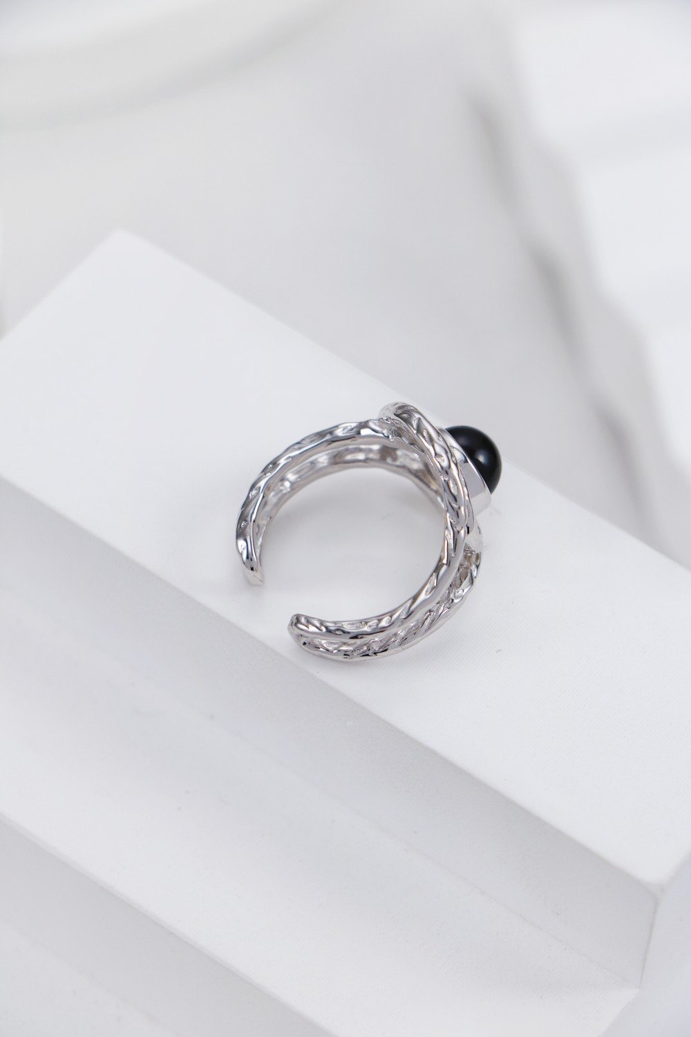 Bold Elegance at Your Fingertips | S925 Silver Black Agate Swirl Ring - Image 5