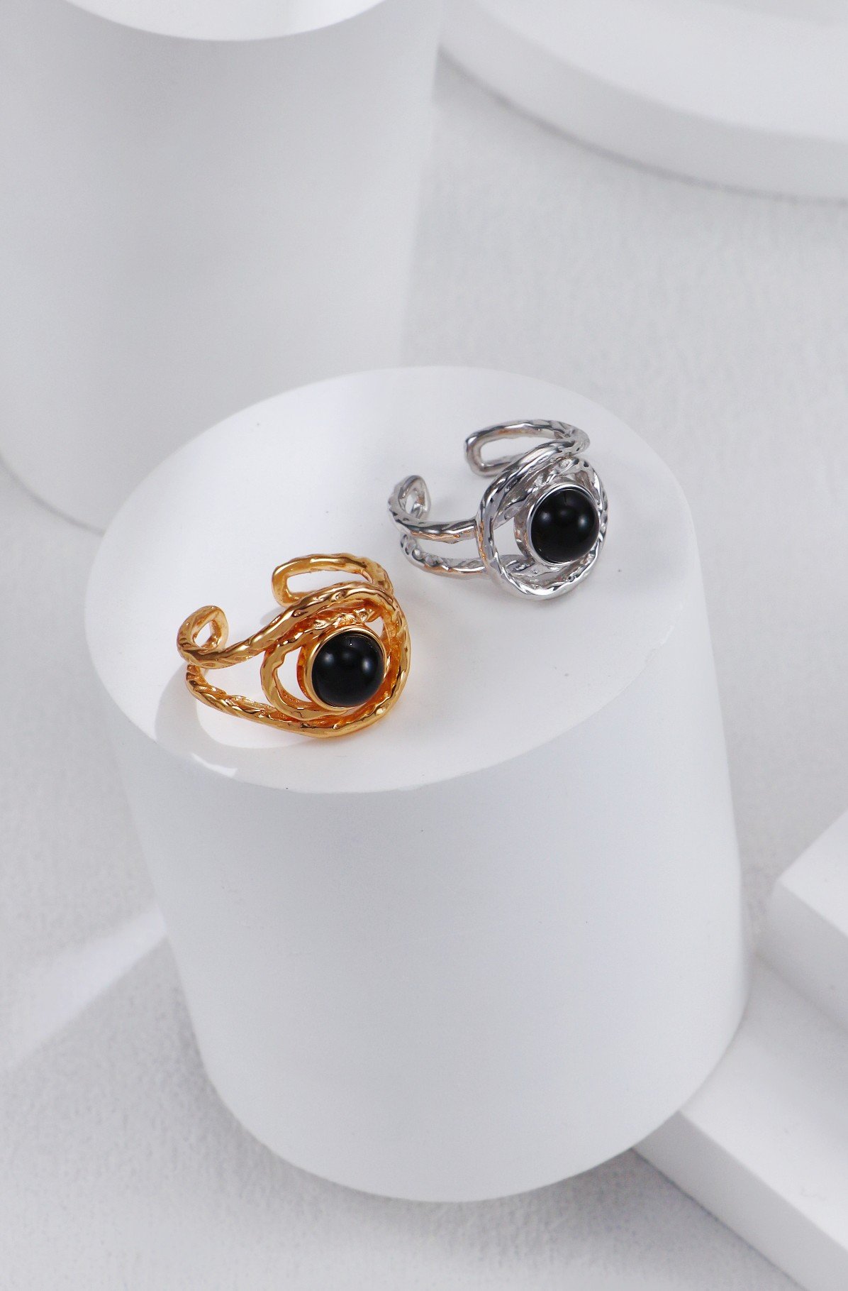 Bold Elegance at Your Fingertips | S925 Silver Black Agate Swirl Ring - Image 10