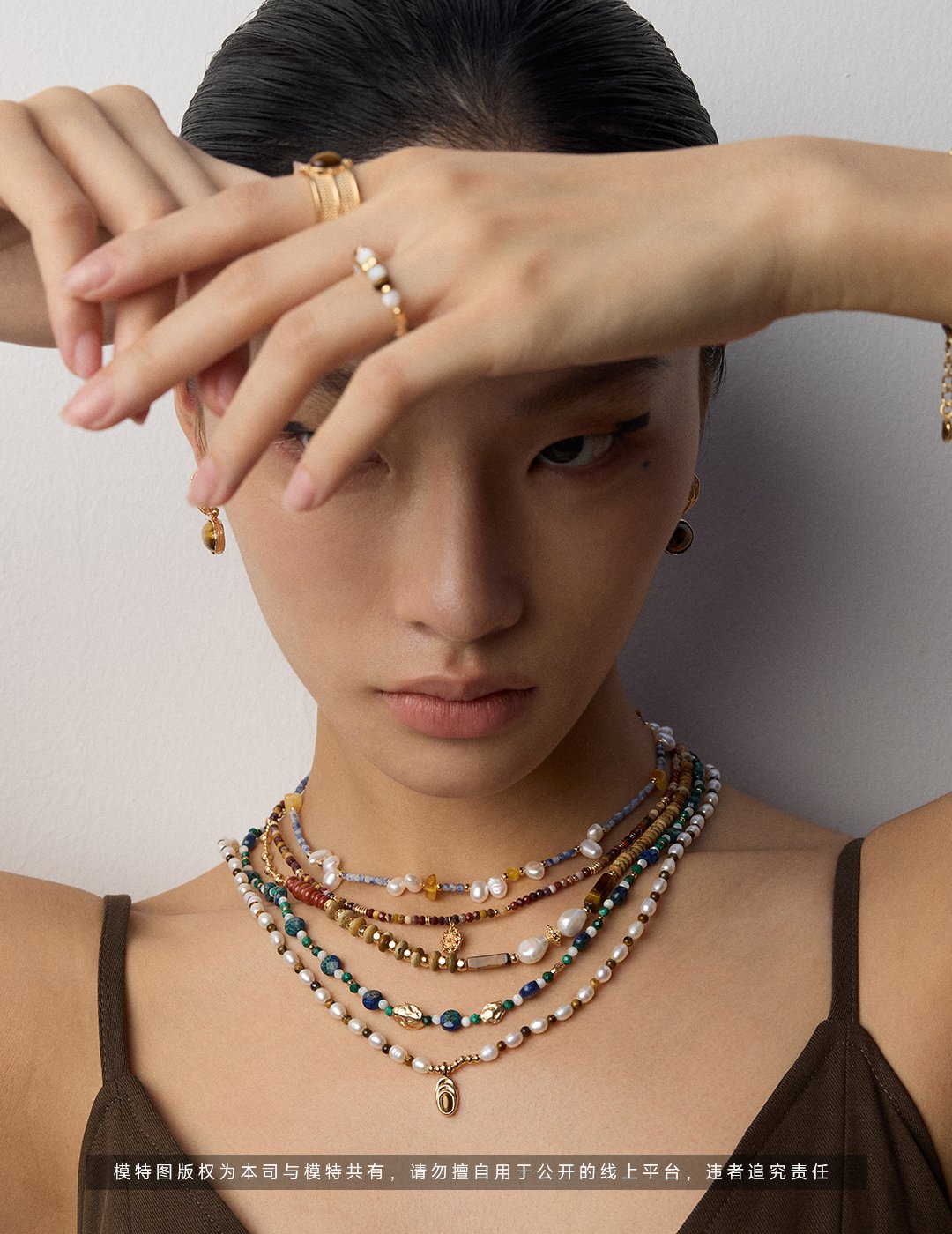 Vintage Picture Stone & Pearl Necklace | S925 Silver with Tiger Eye & Red Stone Accents - Image 3