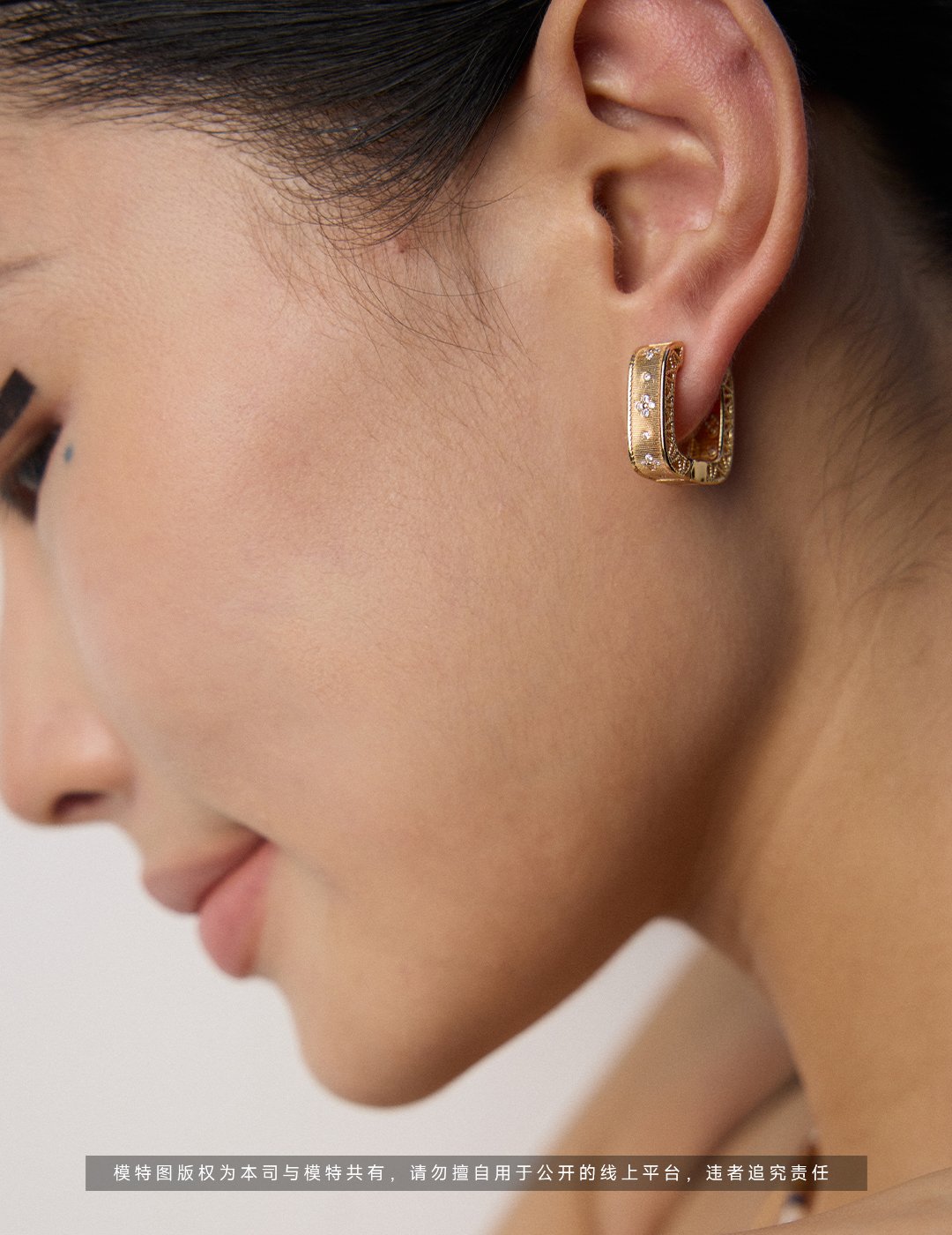 Vintage Gold Hoop Earrings | S925 Silver with Intricate Zircon Detail - Image 3