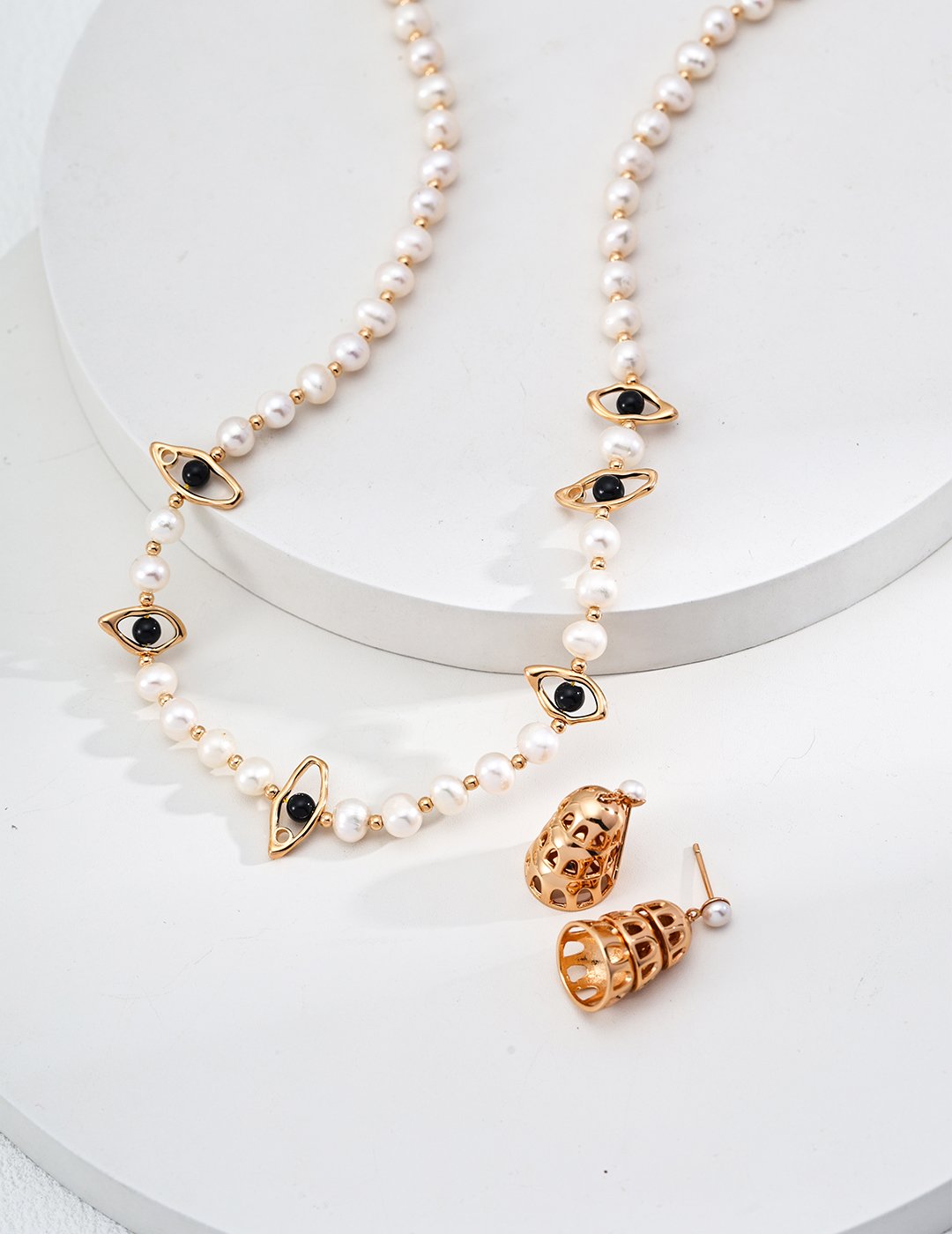 Starry Night Elegance- S925 Silver Pearl & Black Agate Necklace - Image 5