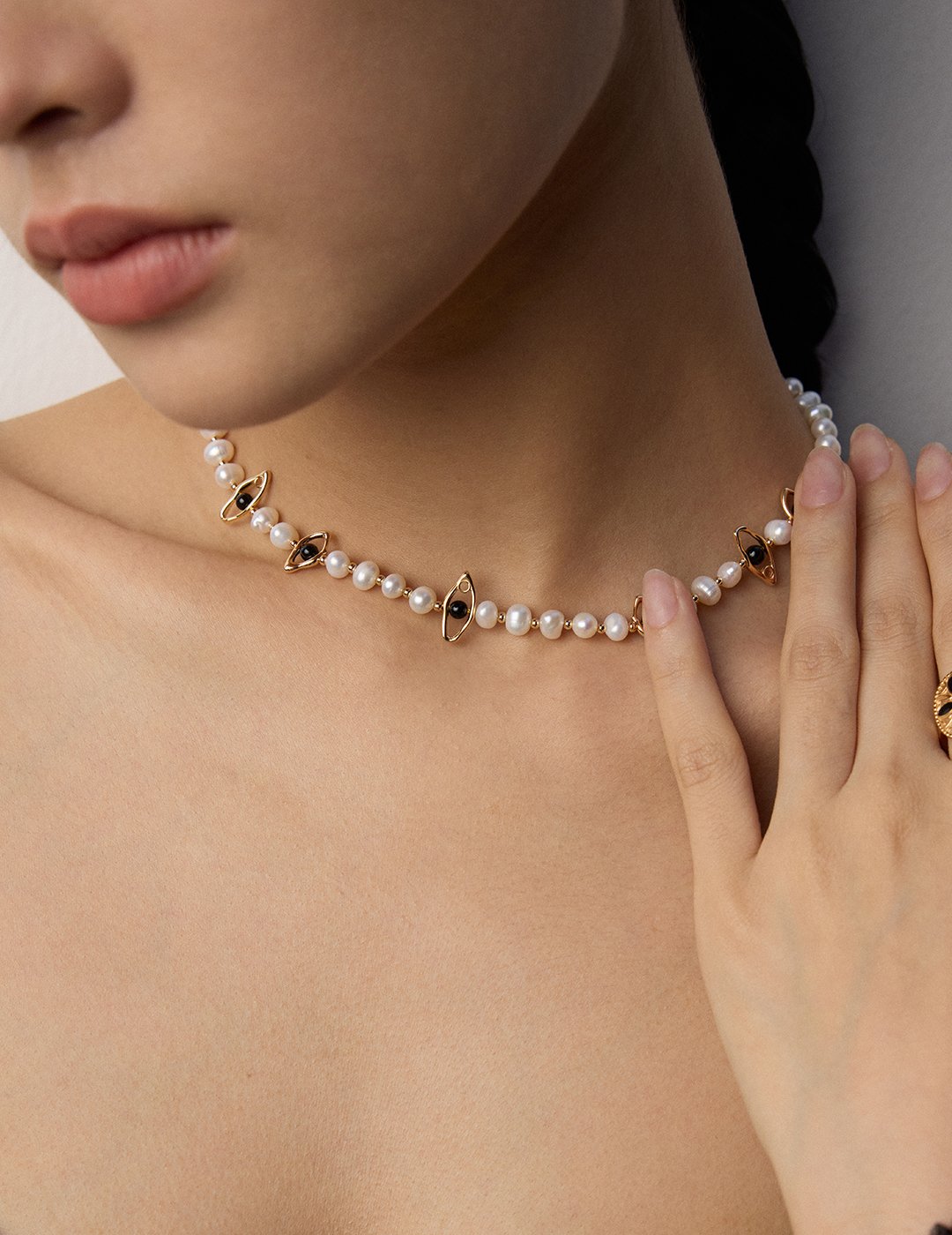 Starry Night Elegance- S925 Silver Pearl & Black Agate Necklace - Image 6