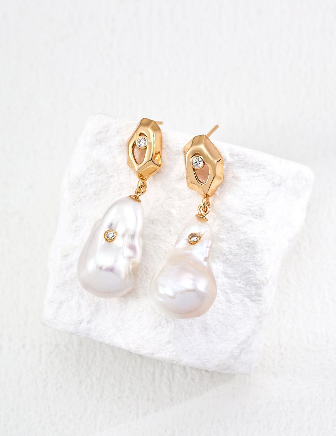 Timeless Elegance S925 Silver Baroque Pearl Earrings | Vintage Zircon Accents - Image 4
