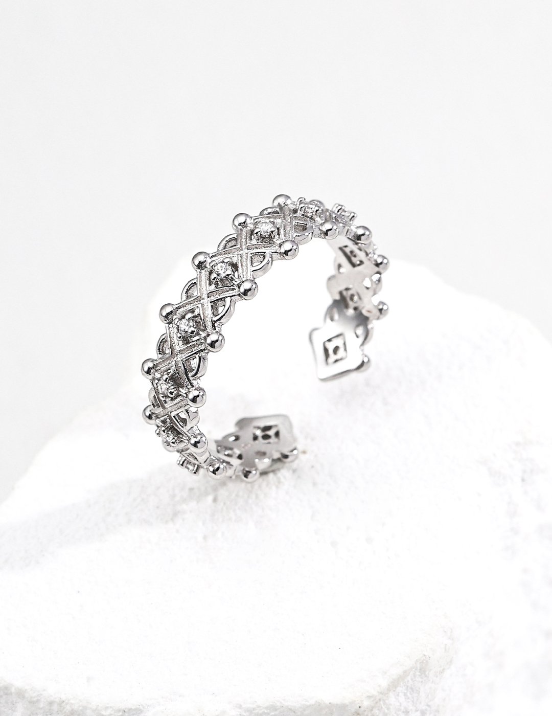 Elegant Zircon Crown Ring | S925 Silver Adjustable Retro Design - Image 5