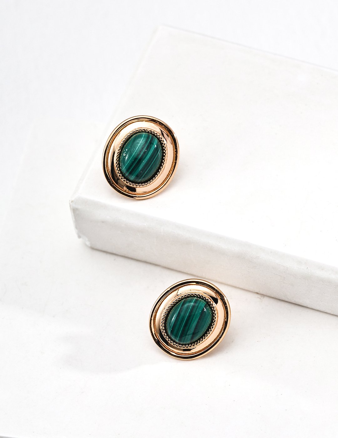 S925 silver minimalist malachite earrings | Timeless fashion staple - Image 5