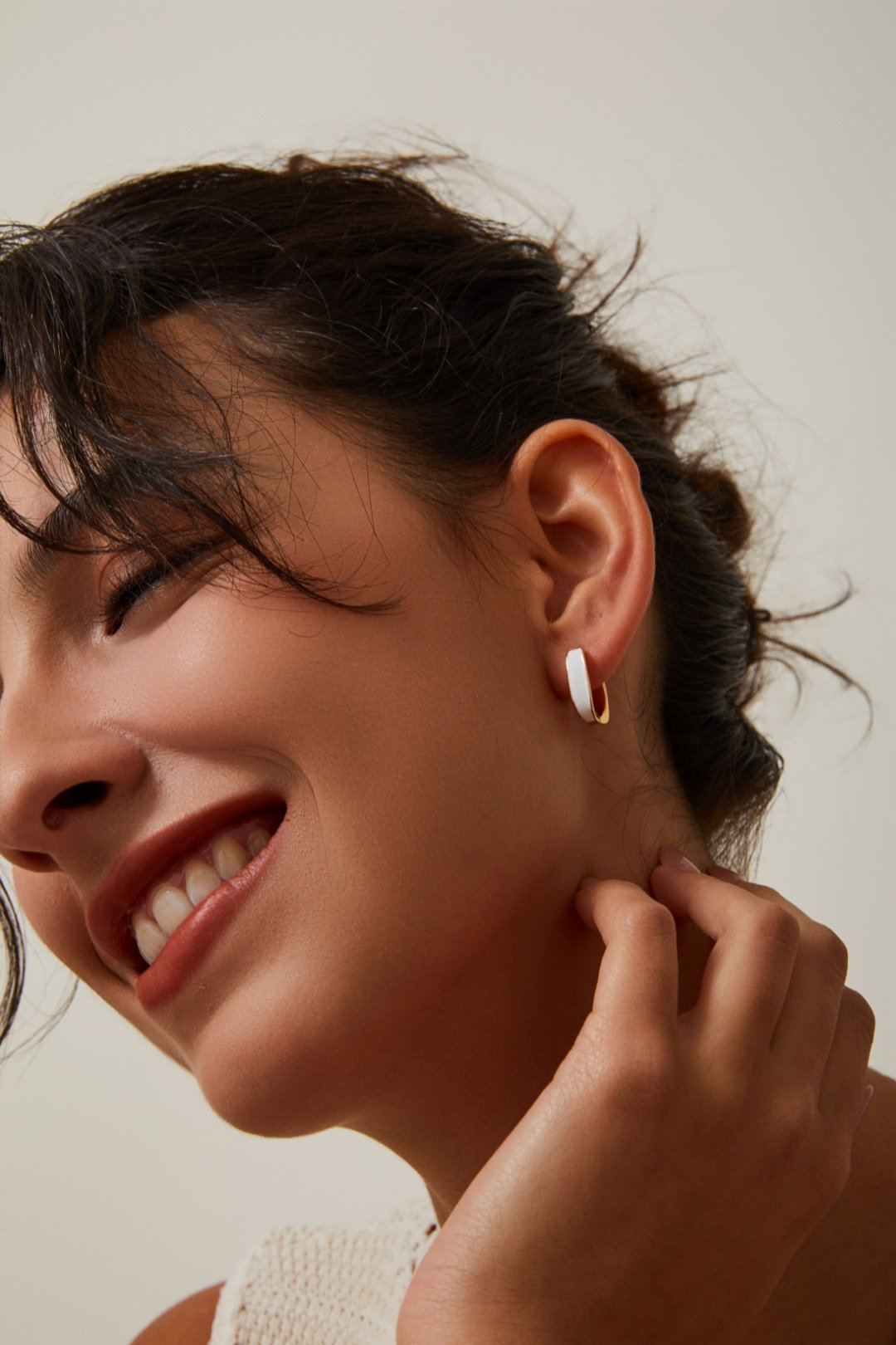 Color Enamel Hoop Earrings | S925 Gold-Plated Silver Huggies - Image 2