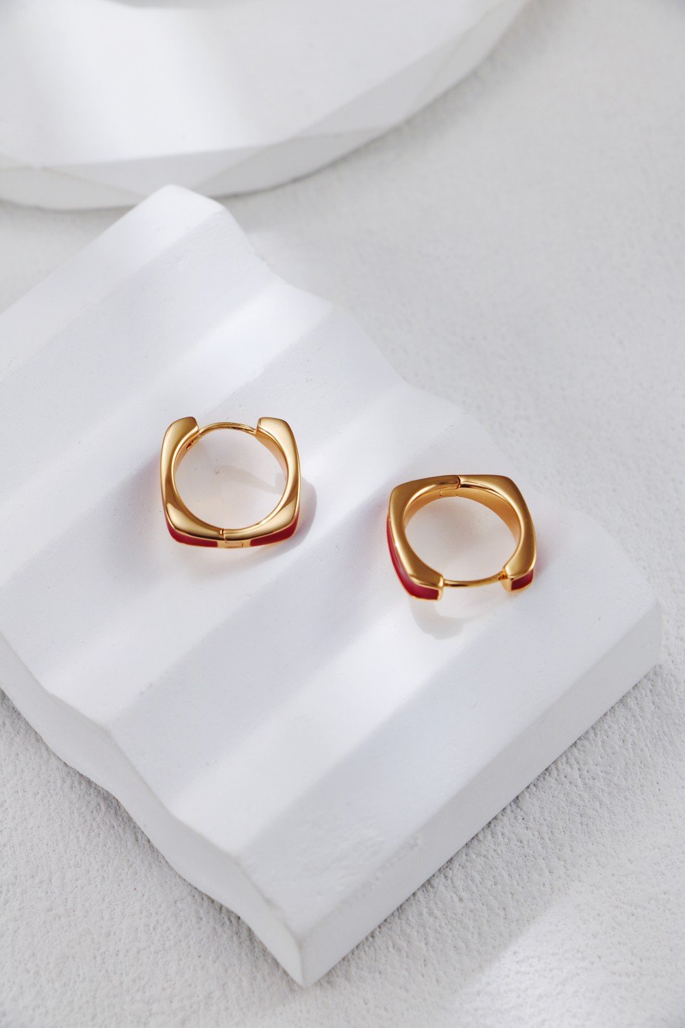 Color Enamel Hoop Earrings | S925 Gold-Plated Silver Huggies - Image 8