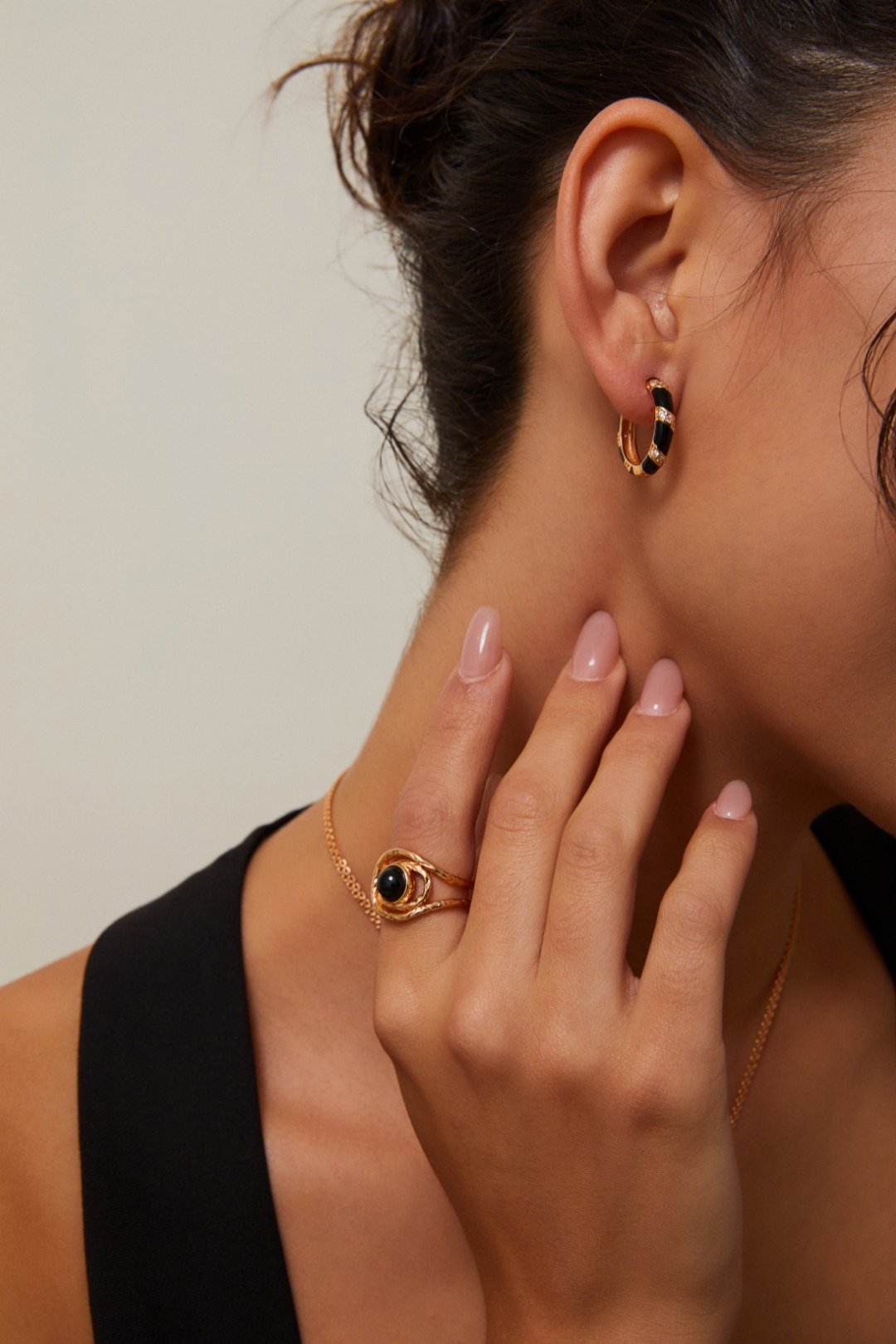 S925 Silver Drip Glaze Hoop Earrings | Vintage Gold with Zircon Accents