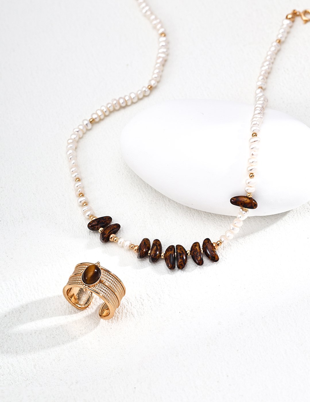 S925 Silver Beaded Pearl Necklace | Czech Glass Accent Design - Image 5