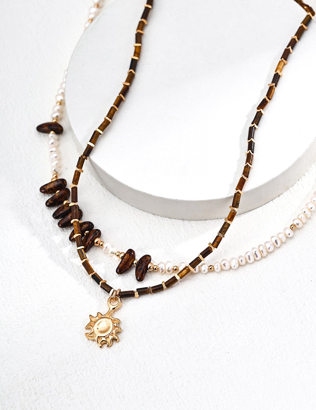 S925 Silver Beaded Pearl Necklace | Czech Glass Accent Design - Image 2